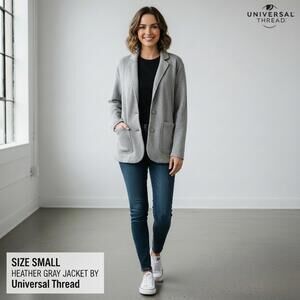 Universal Thread Heather Gray Knit Blazer Jacket Size Small